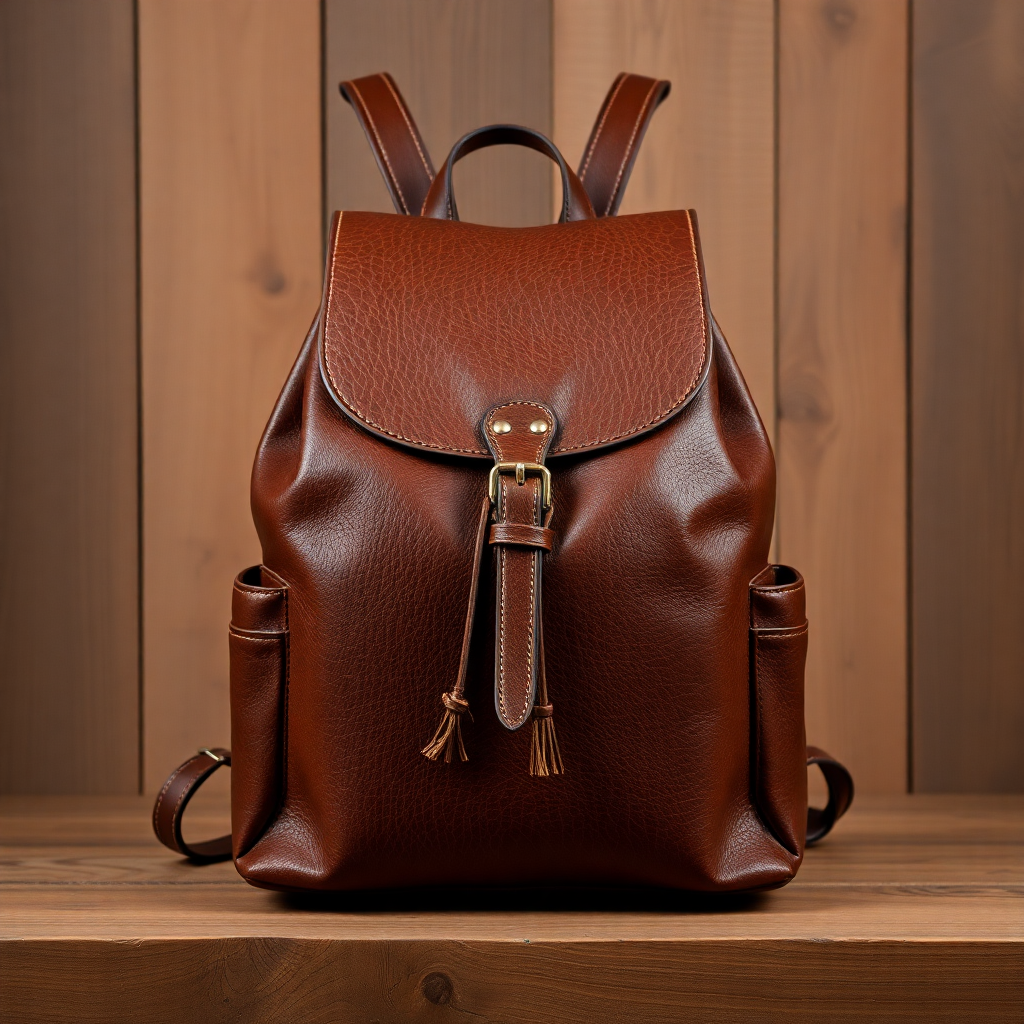 leather backpack fashion accessory product shot brown