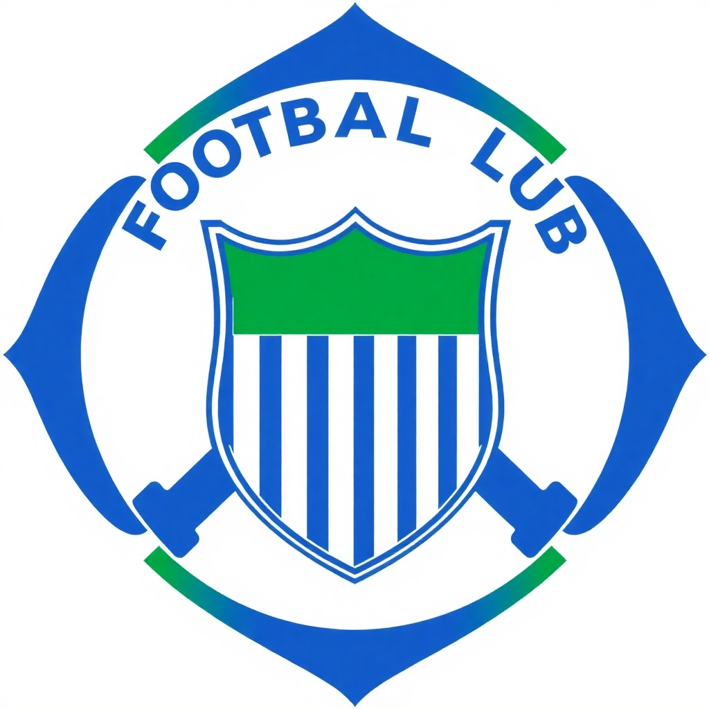 football club logo shield design, green and blue colors