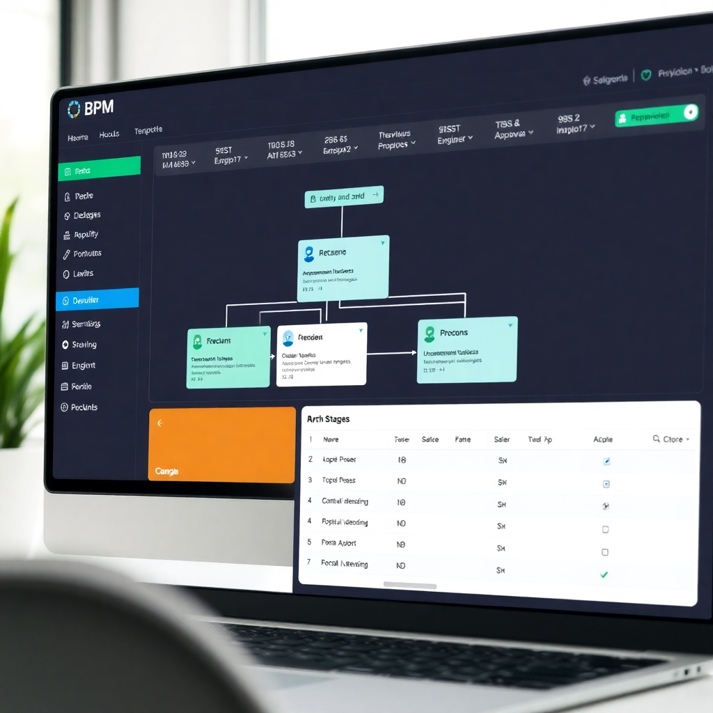 Enterprise BPM workflow dashboard, document management system