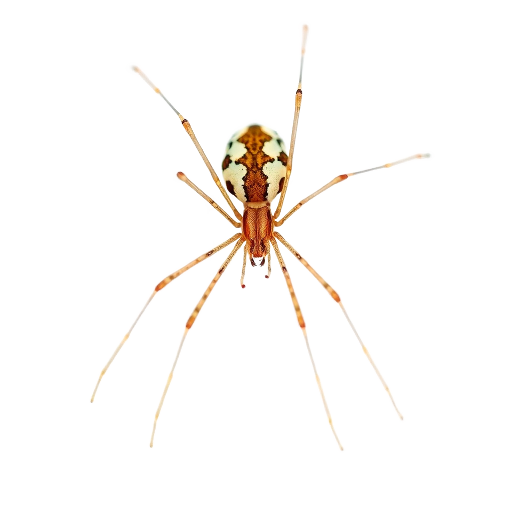 daddy long legs spider with very long thin legs on white background, extreme macro photography