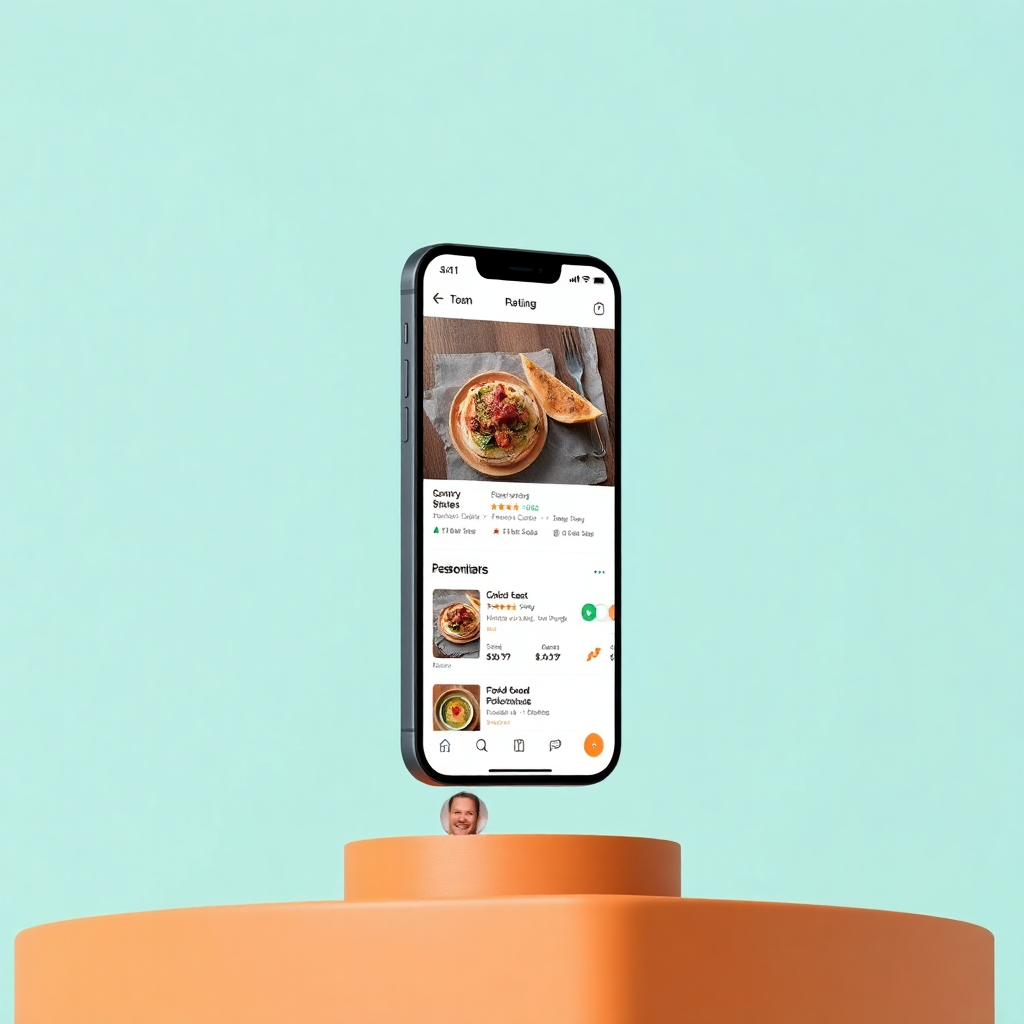Phone mockup showing a list of saved recipes
