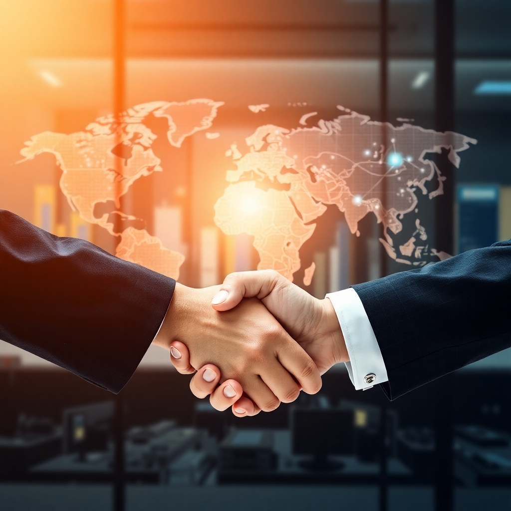 modern business partnership handshake