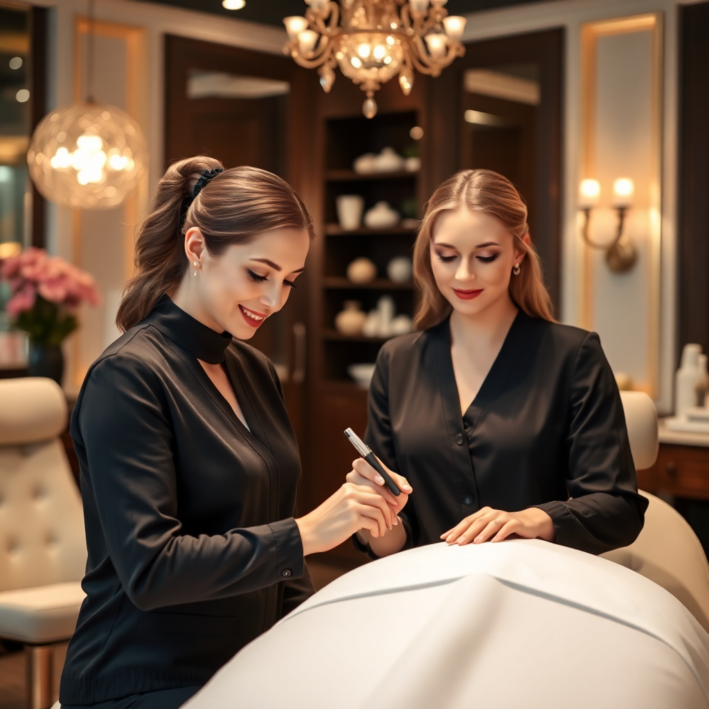 professional manicure and pedicure treatment, elegant nail salon, soft lighting