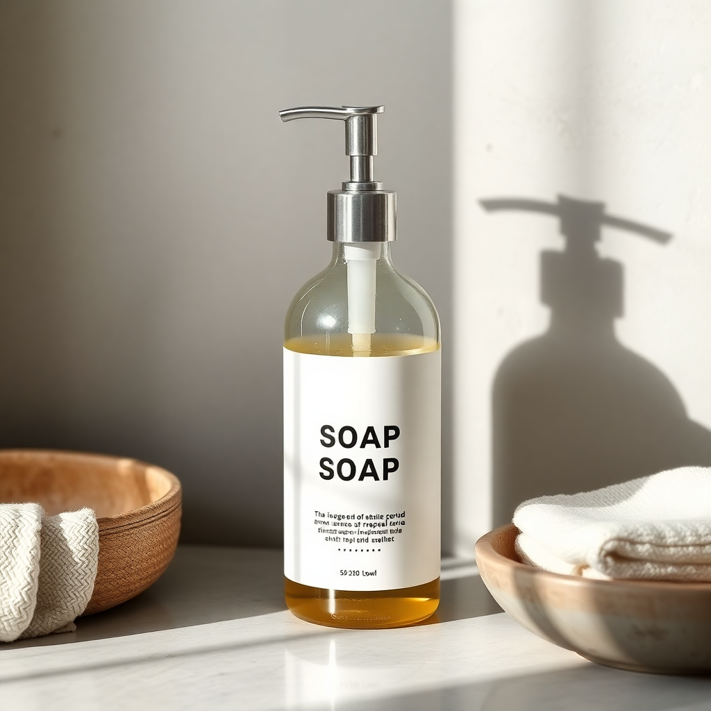 eco-friendly dish soap bottle, modern minimalist design, clean aesthetic