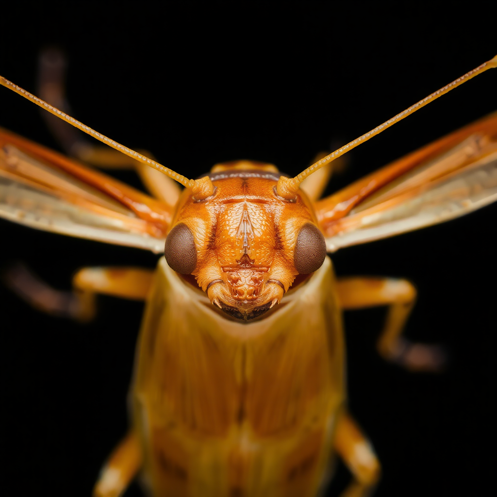 German cockroach insect close-up macro photography, light brown color with dark stripes, scientific identification photo