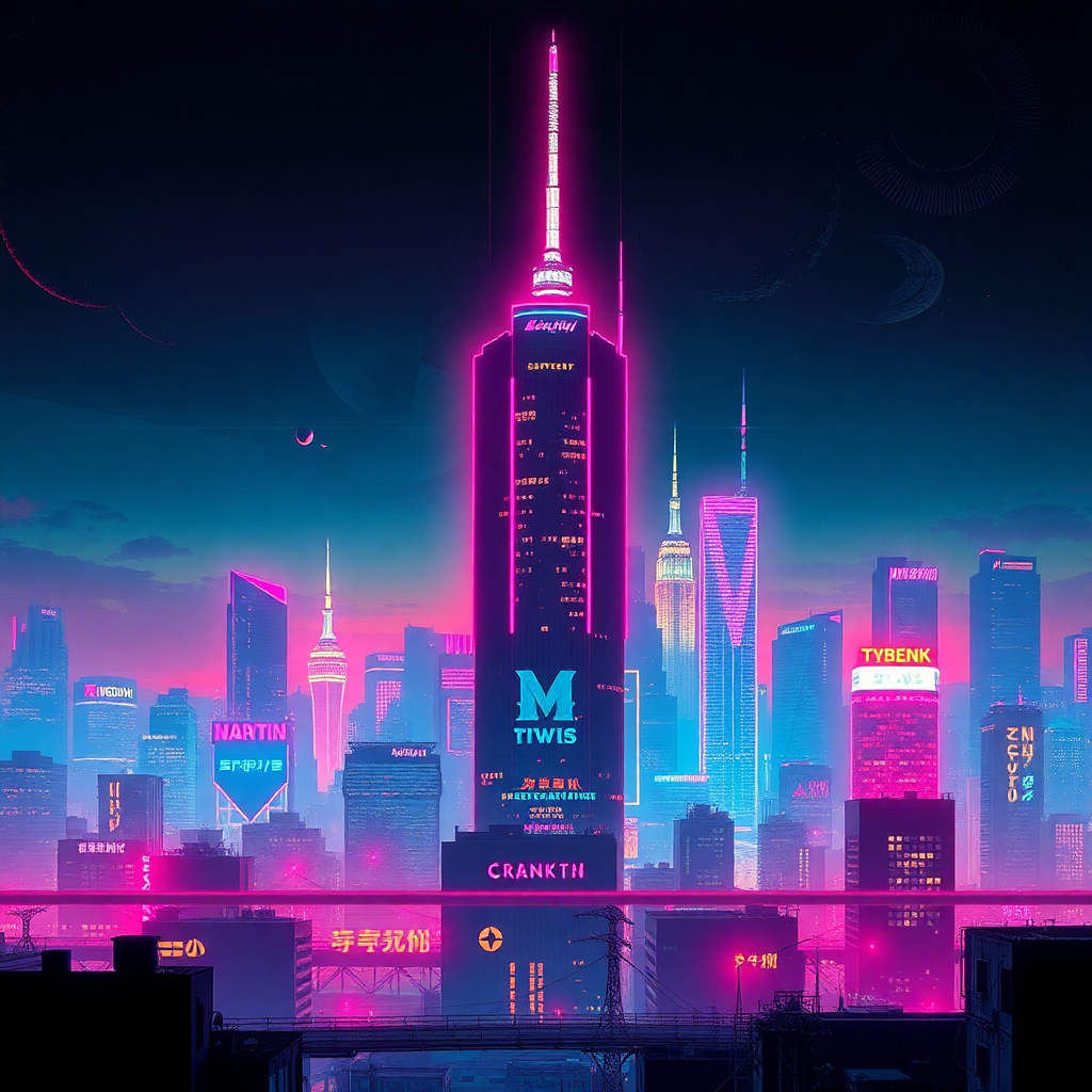 Cyberpunk neon skyline album art