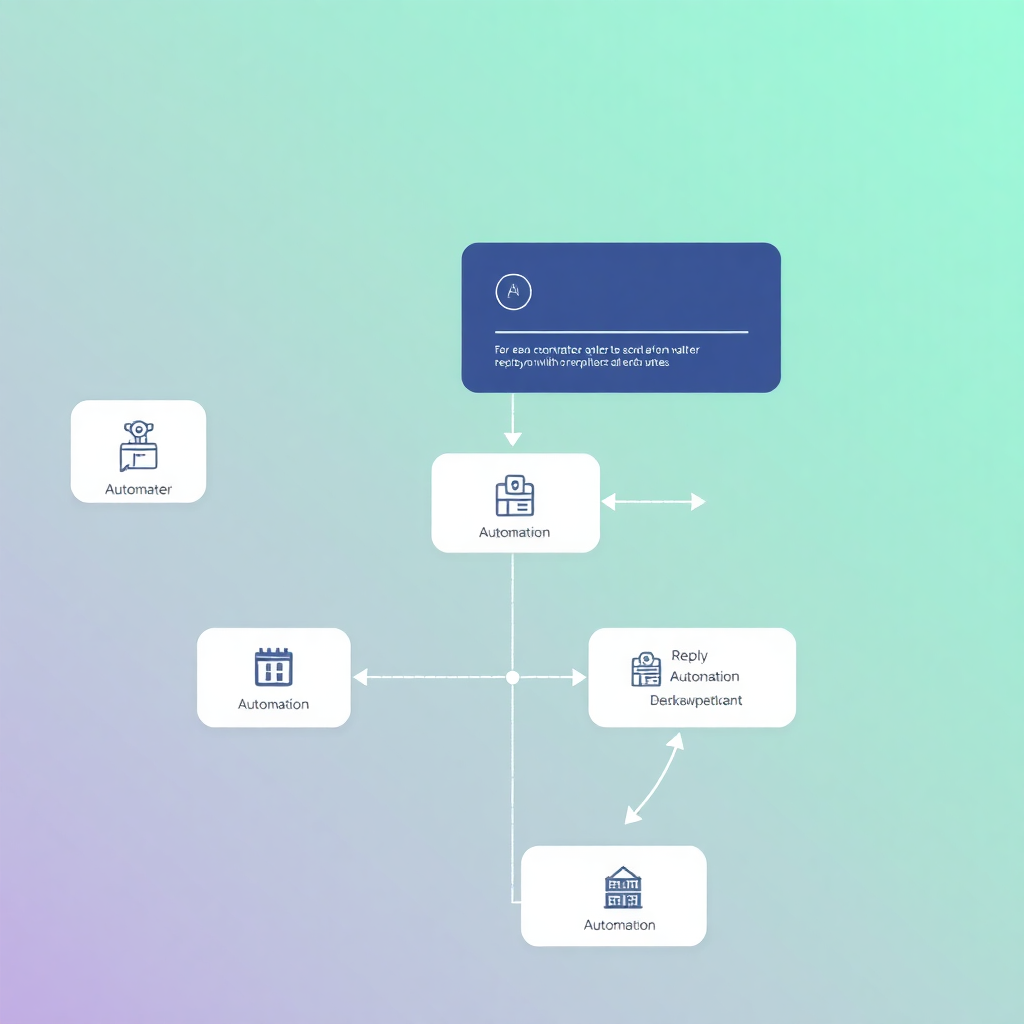 automation workflow diagram showing connected processes, modern UI with arrows and automation icons