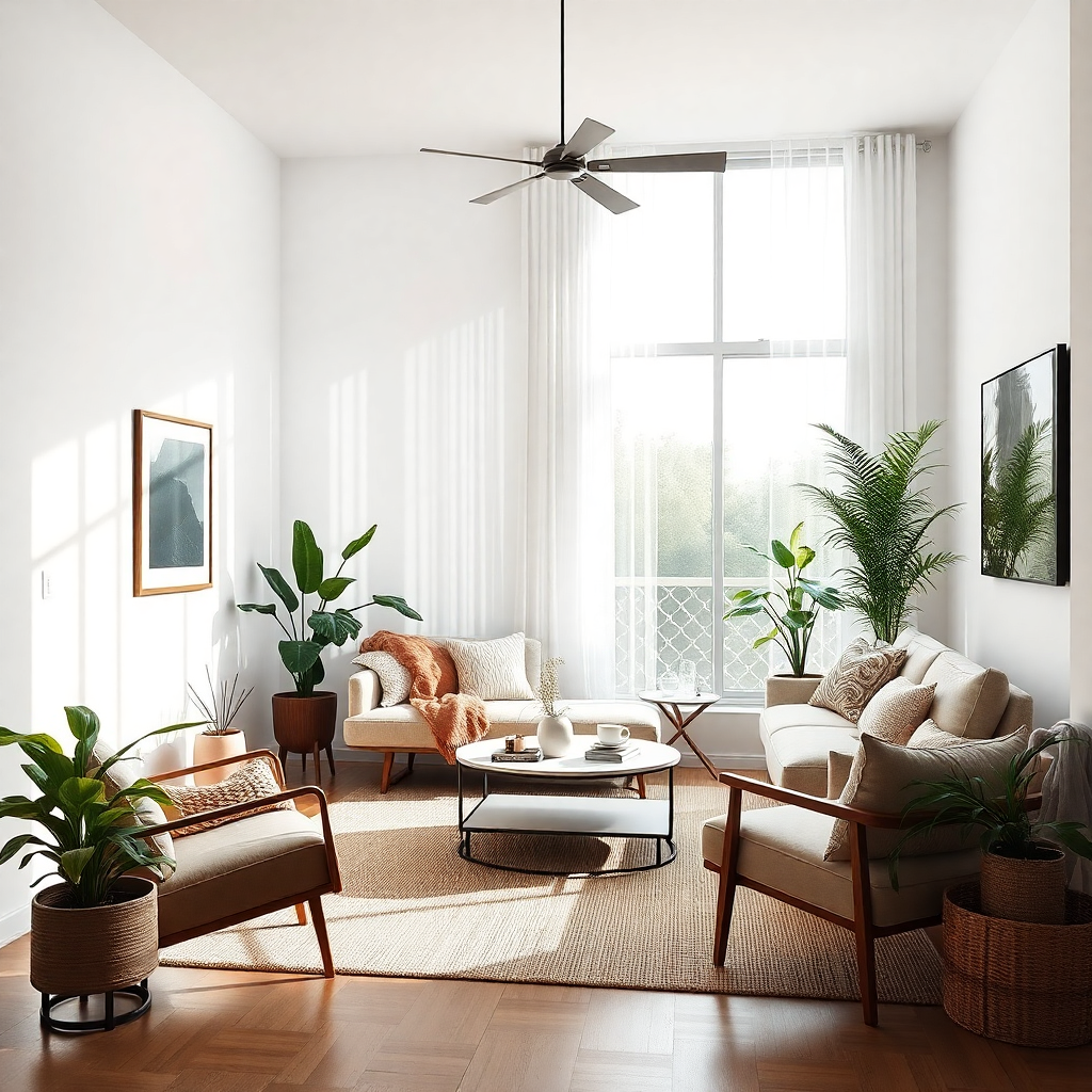 modern interior design living room minimalism sunlight plants