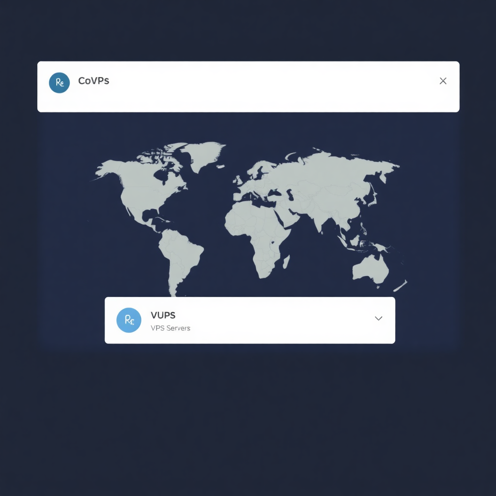 Screenshot showing VPS server location selection interface with world map