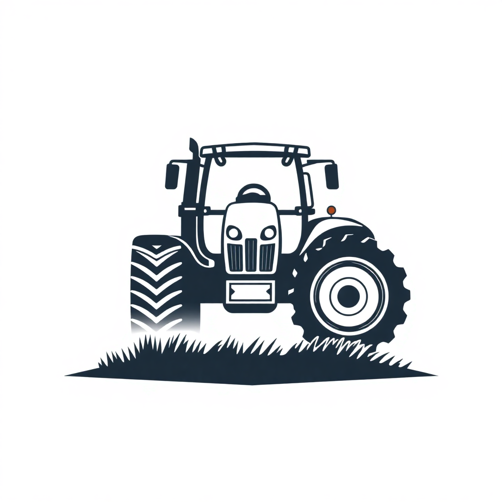 modern agricultural equipment dealer logo with tractor silhouette, professional design