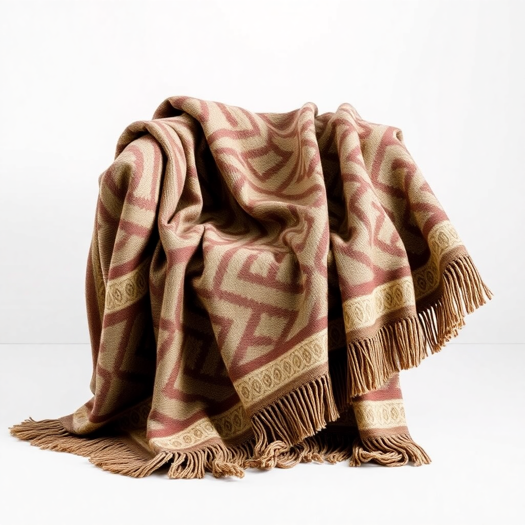 premium woven throw blanket with pattern, elegant texture, warm tones, product photography