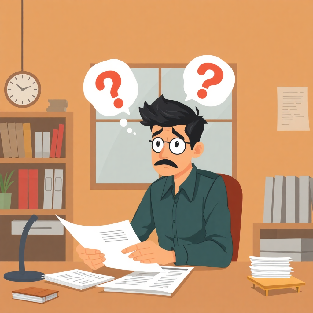 Indian MSMEs facing payment delay issues, business owner looking worried at invoice papers, professional illustration
