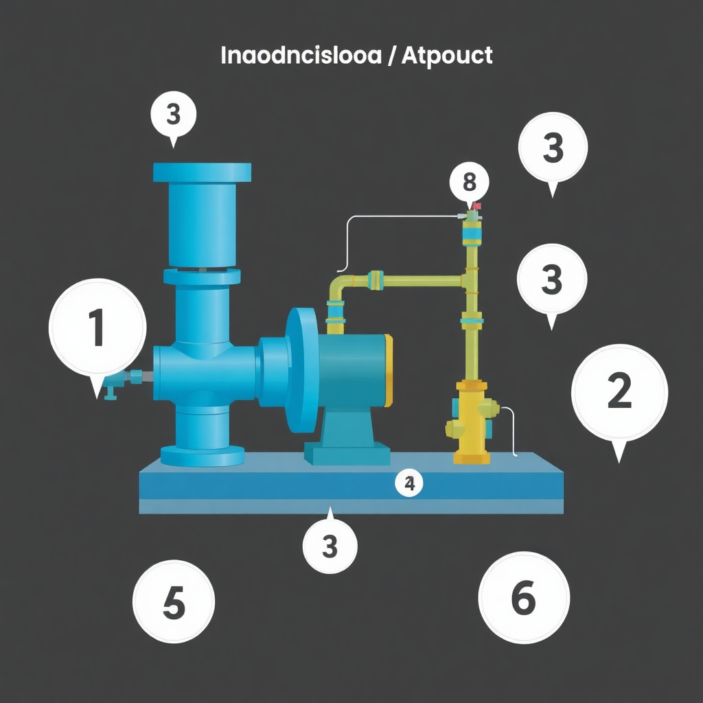 industrial pump diagram with numbered hotspot markers, interactive learning activity style
