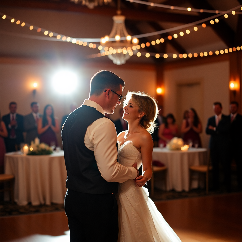 wedding first dance couple romantic lighting reception