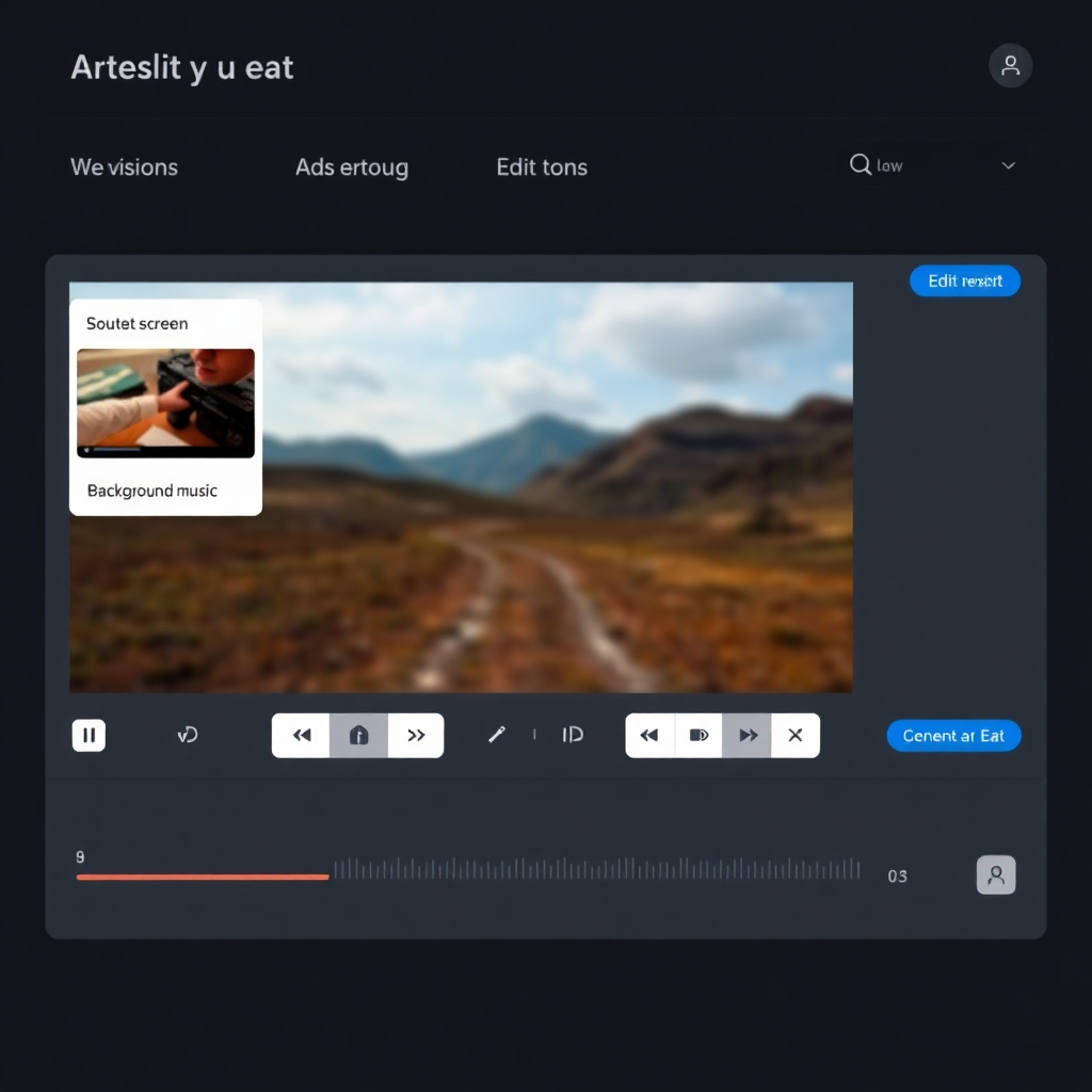user interface showing video preview with floating revision controls like edit screen edit text and edit background music