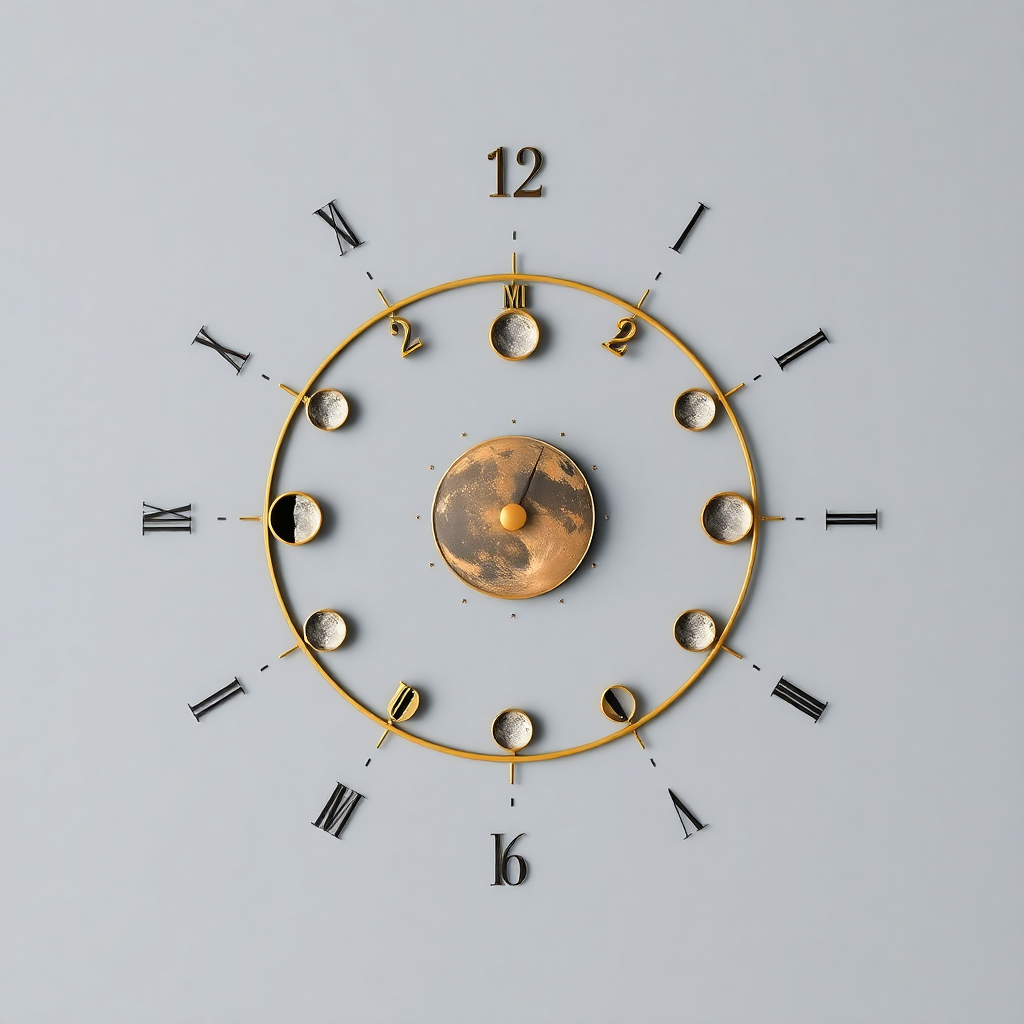 moon phases calendar in gold and black elegant design
