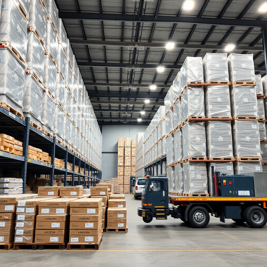 modern cold storage facility with export cartons and container loading operations