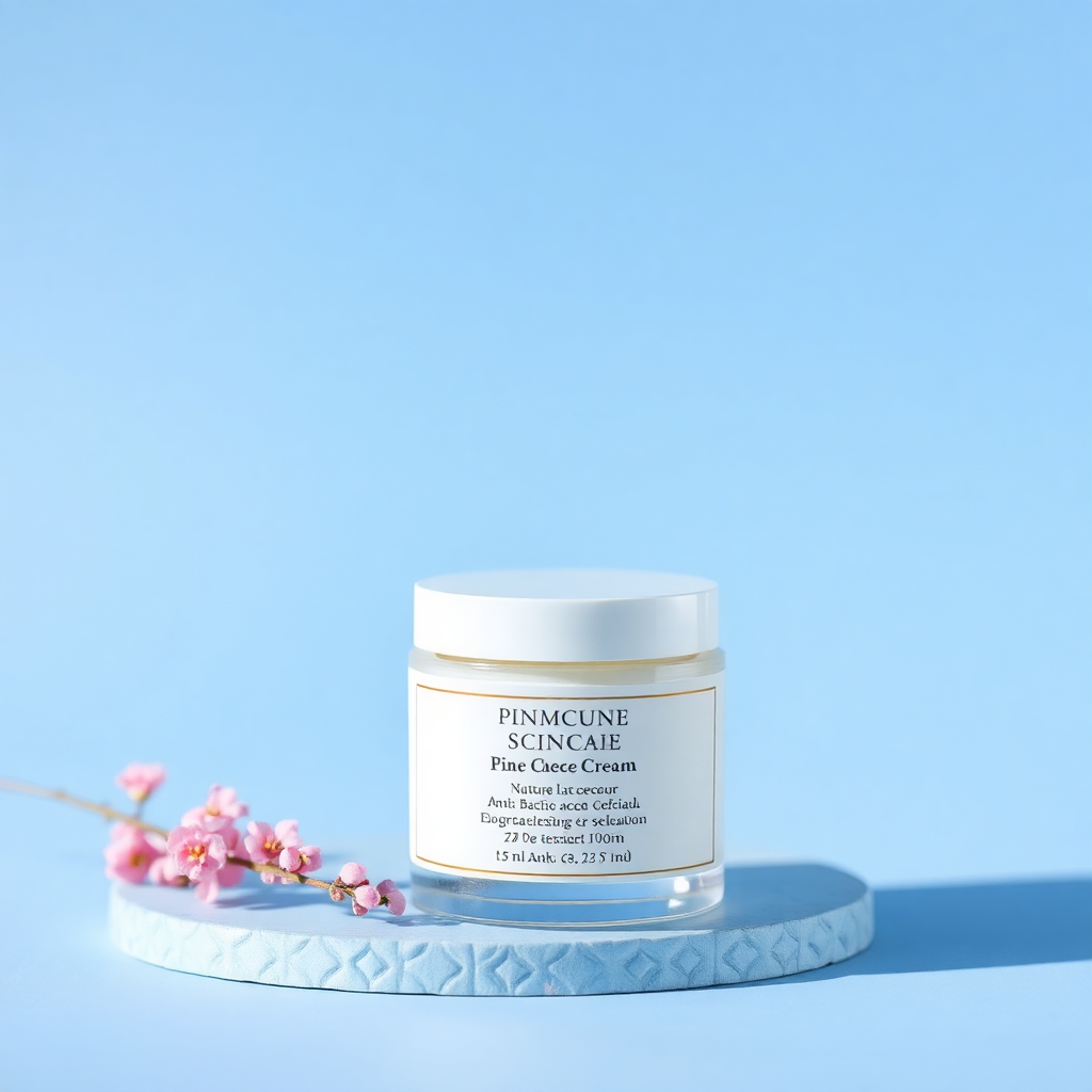 anti-acne face cream, elegant packaging, natural skincare product photography