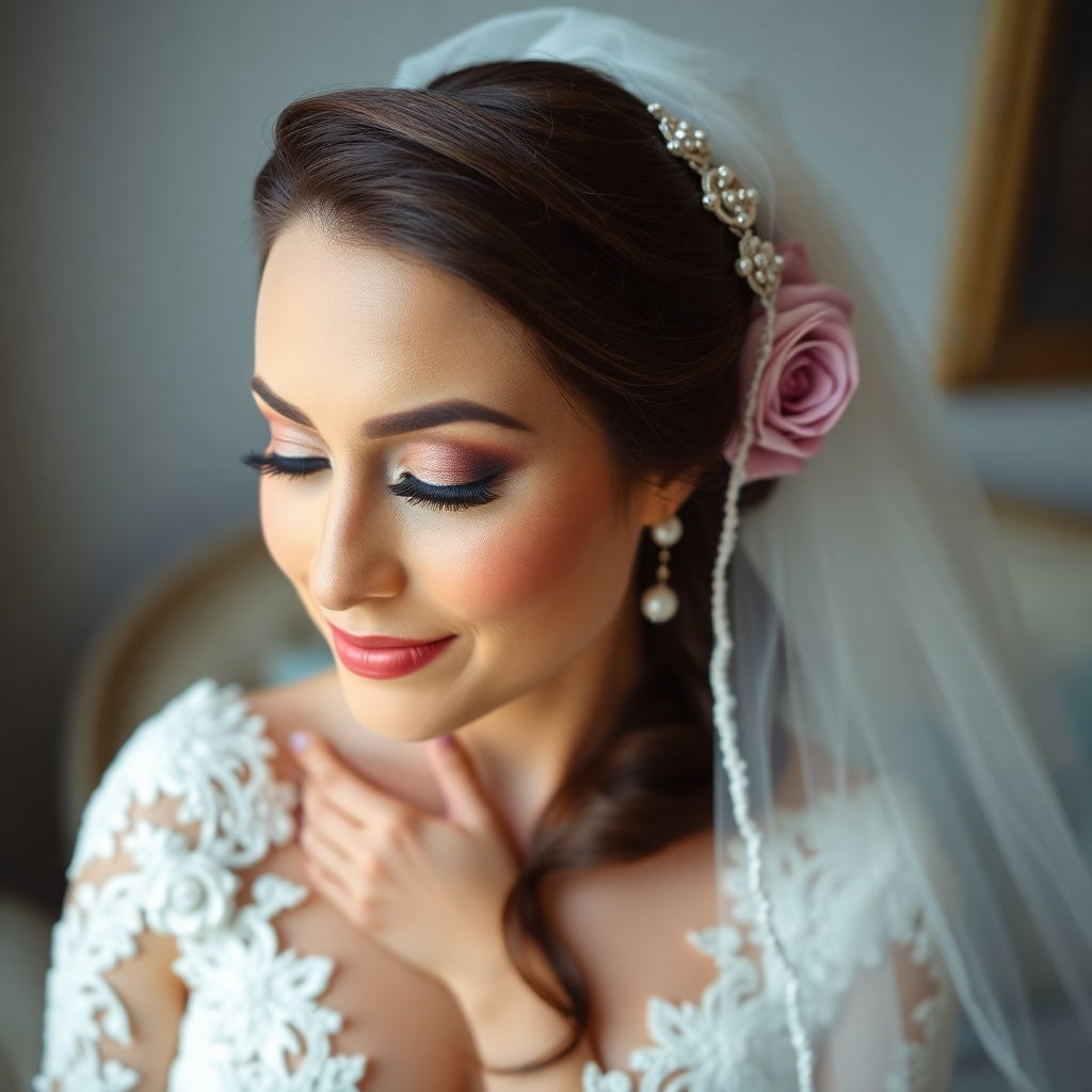 professional bride portrait, wedding day makeup, romantic