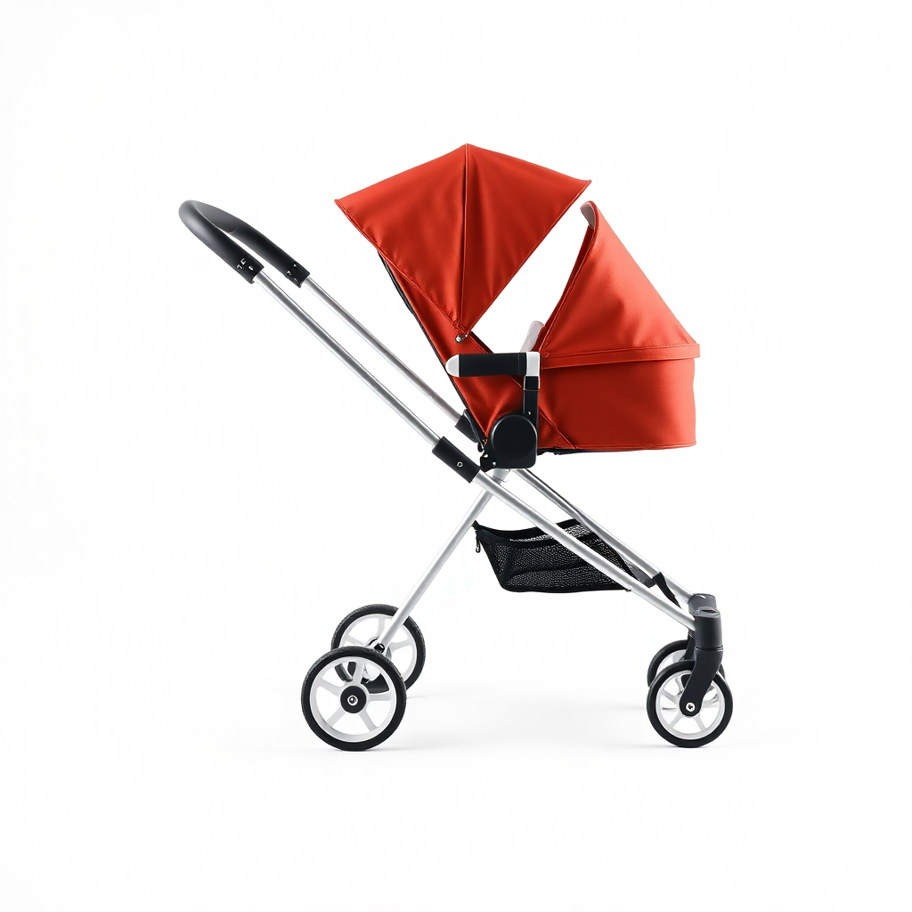 Baby stroller, minimalist product shot on white background