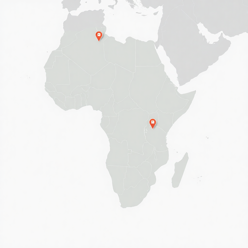 africa map with location pins