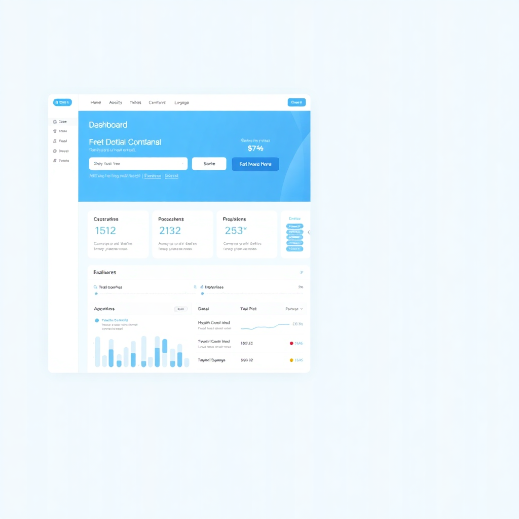 modern professional website dashboard interface, clean dental practice layout, blue and white color scheme