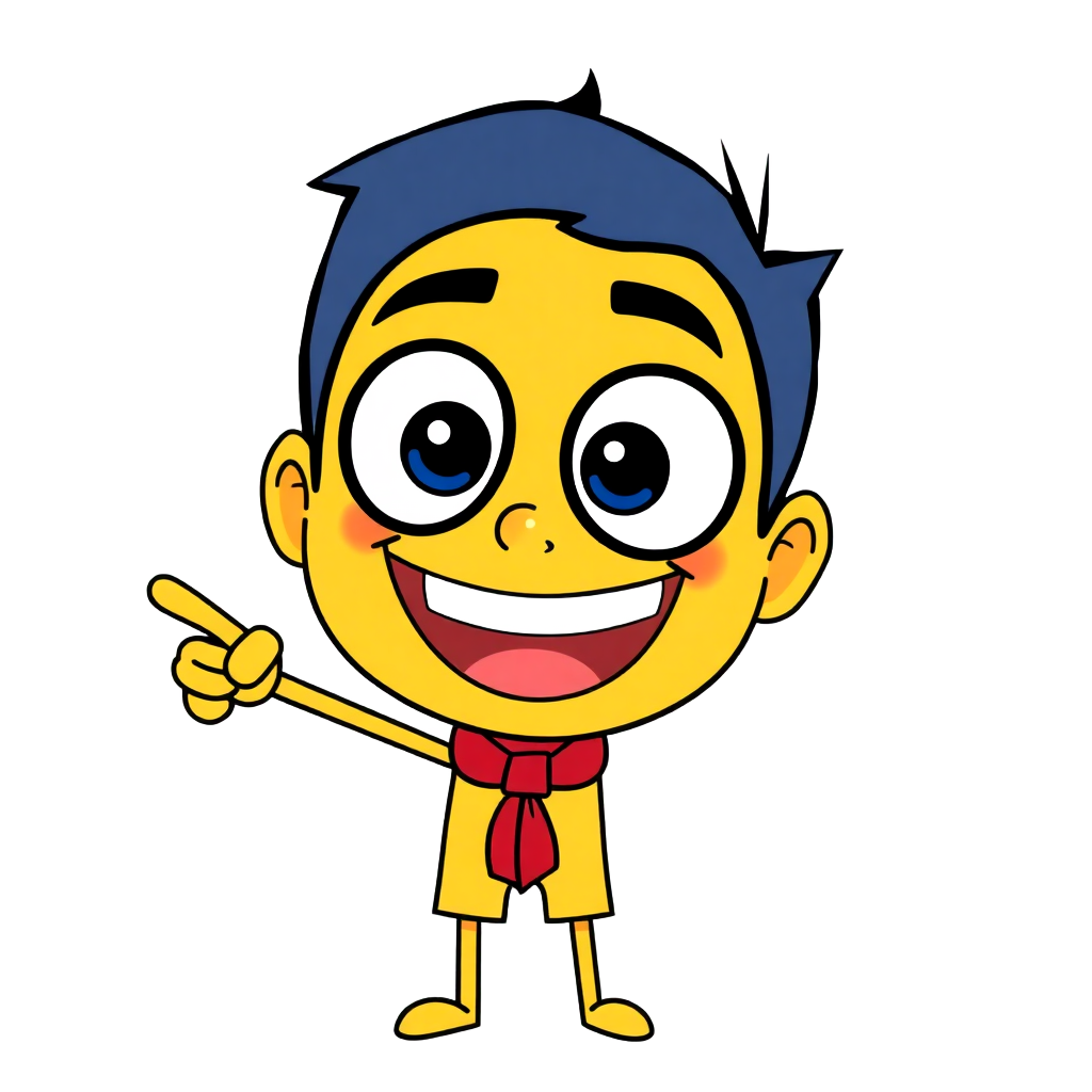 Inside Out Joy character happy excited pointing up yellow bright