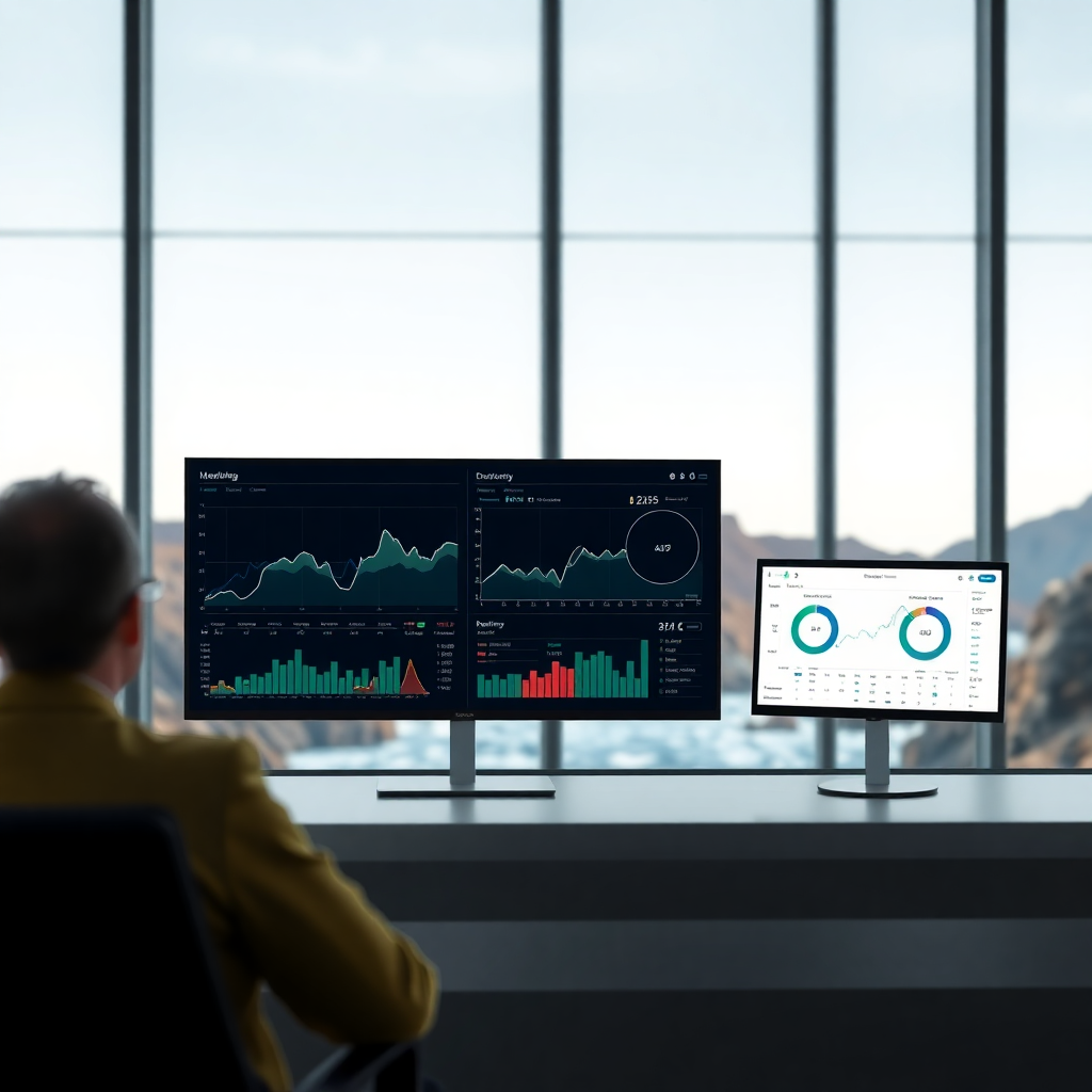 energy monitoring dashboard with real-time data and analytics, hydroelectric power plant interface