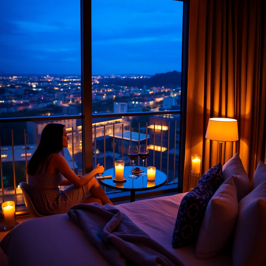 romantic luxury hotel suite candlelit dinner balcony view