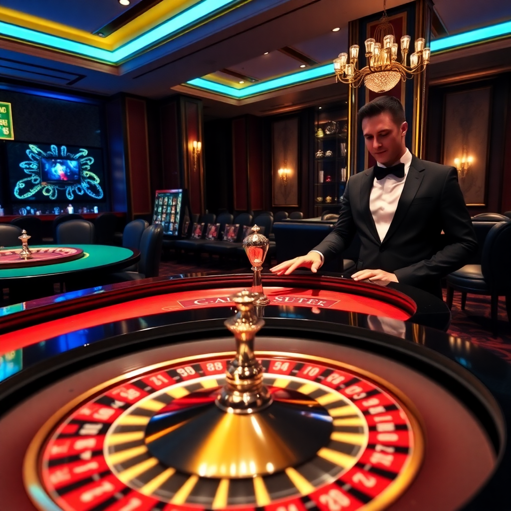 elegant live roulette table with professional dealer casino atmosphere