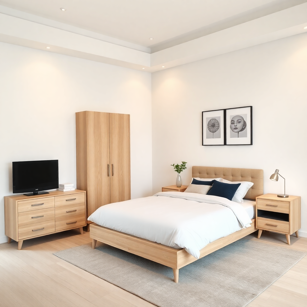 Assembled furniture in bedroom