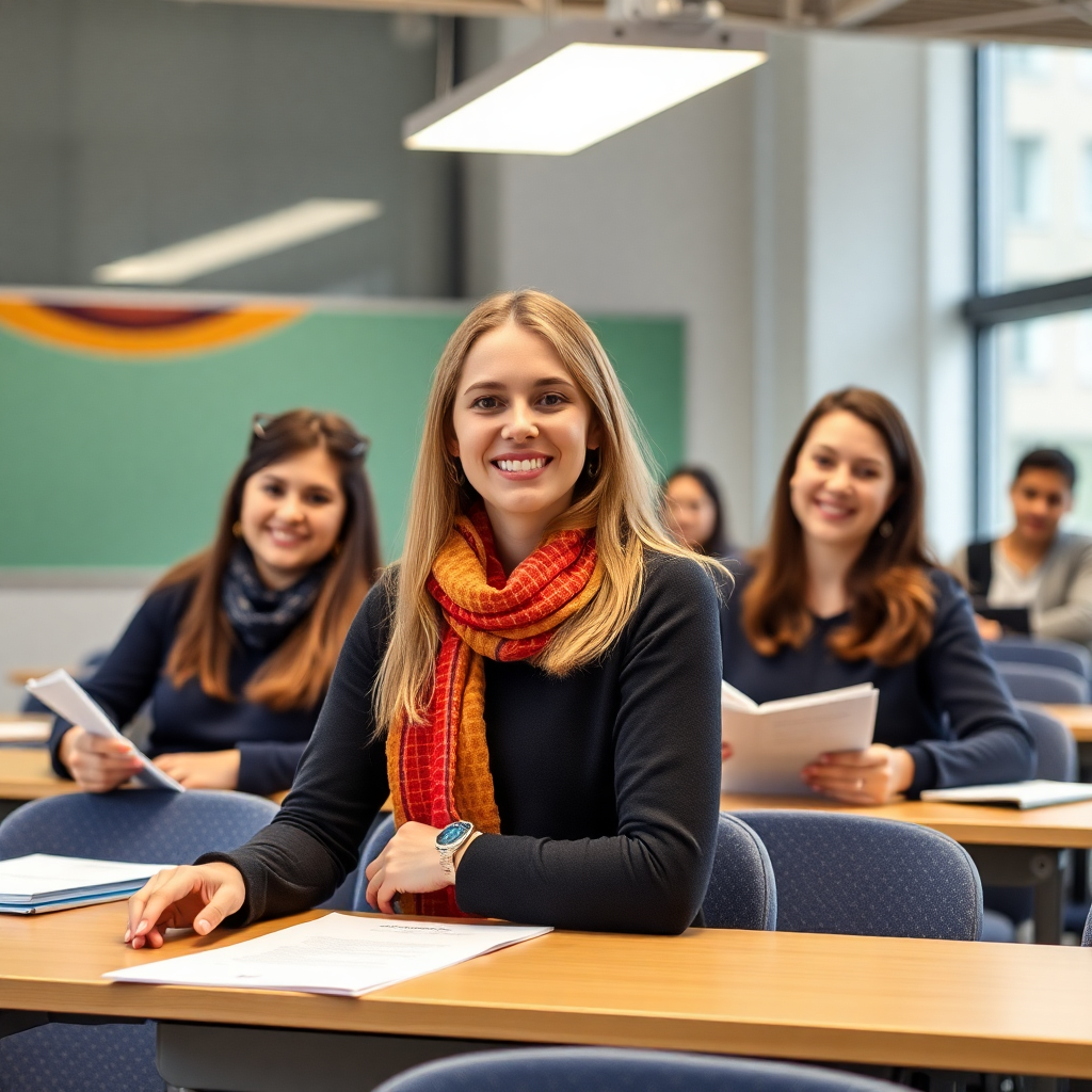 professional English teachers with Cambridge certification materials in modern classroom