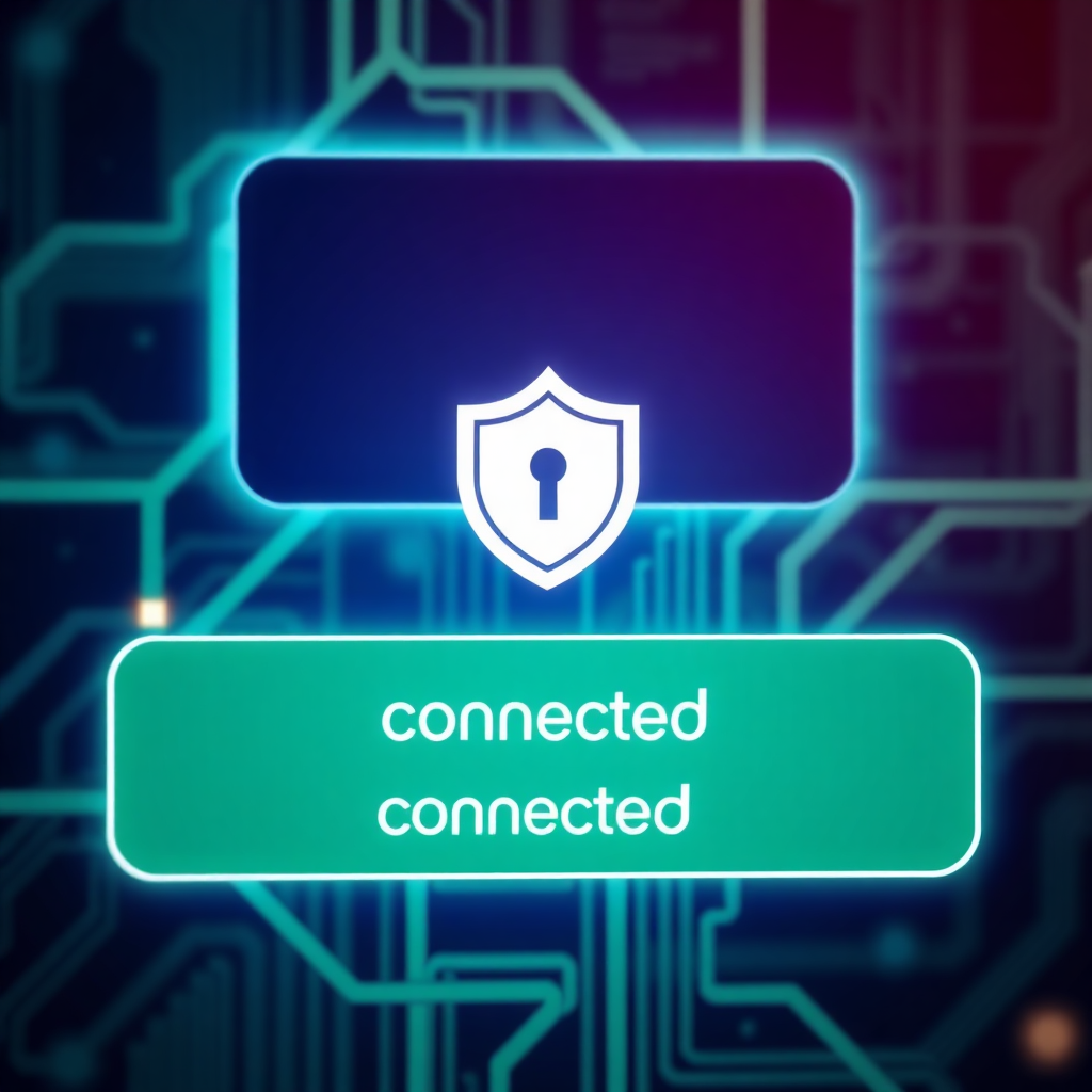 Screenshot of encryption and connection status with shield icon and connected state