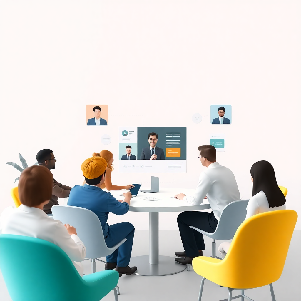 collaborative workspace interface, multiple users working together, team collaboration platform, modern design