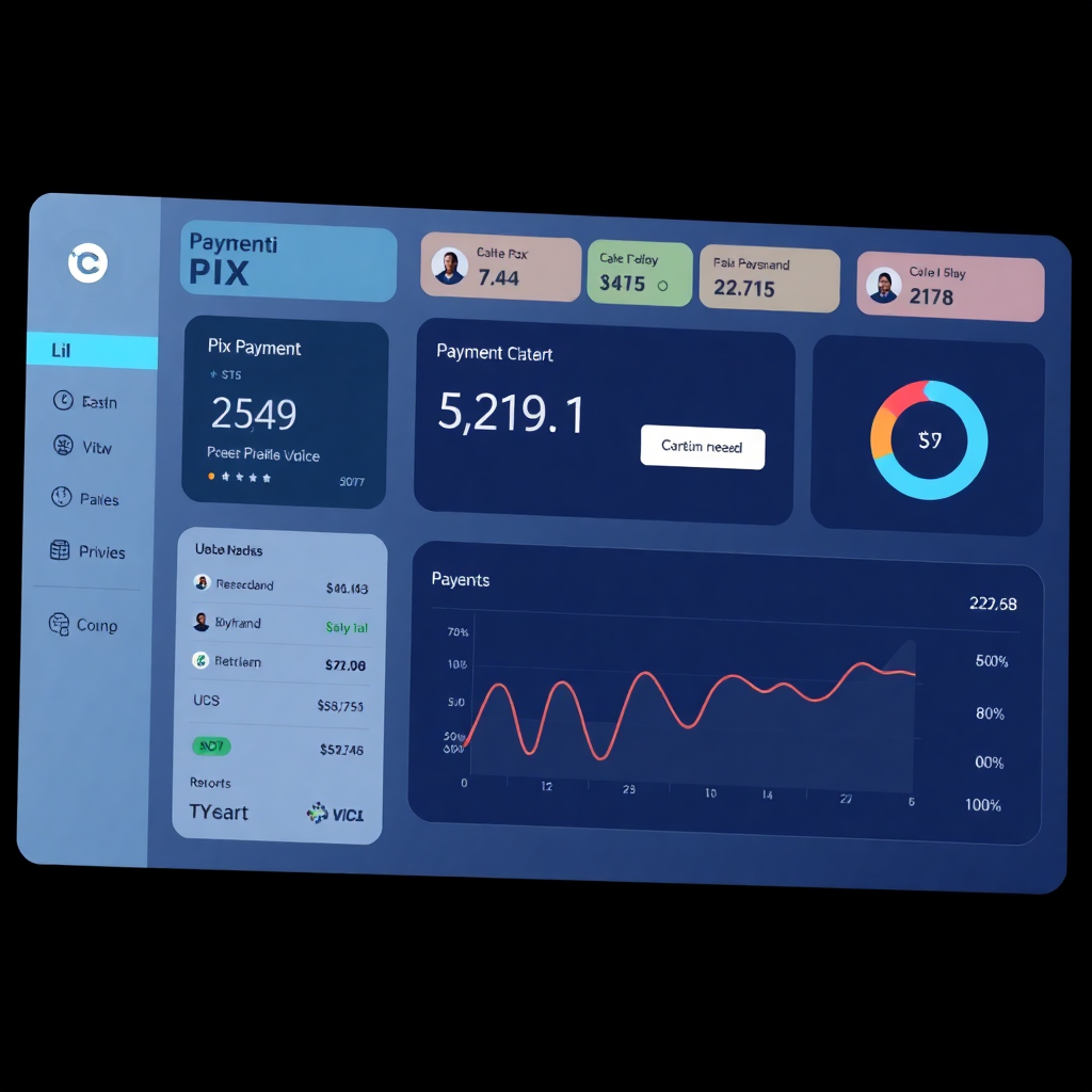 modern dashboard interface showing pix payment confirmation in real-time, clean UI design, technology screenshot