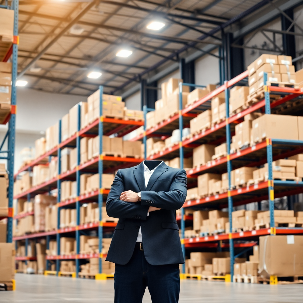 انبار مدرن با قفسه‌های مرتب برای مدیریت زنجیره تامین و موجودی