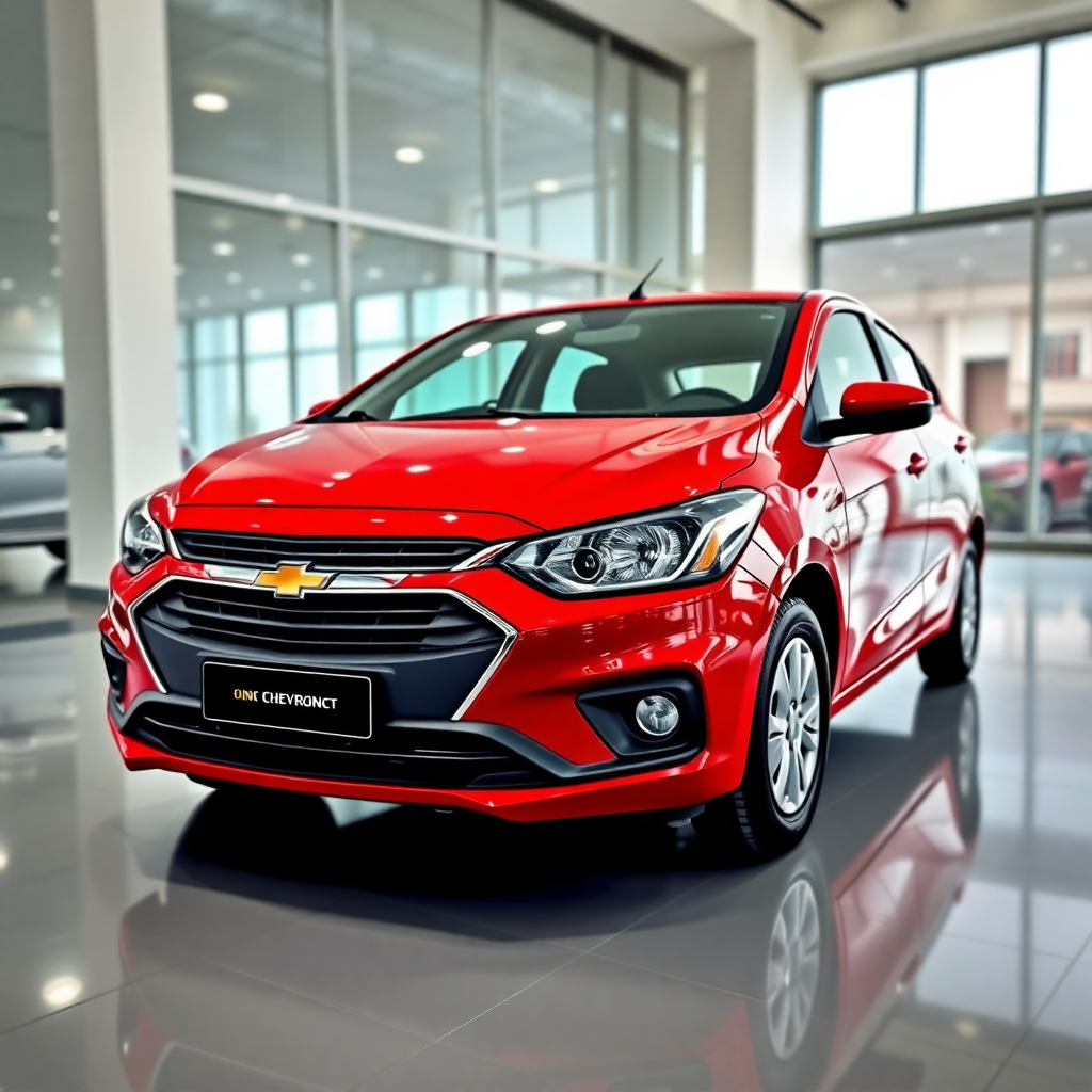 Chevrolet Onix hatchback 2023 red, professional car photography, showroom quality