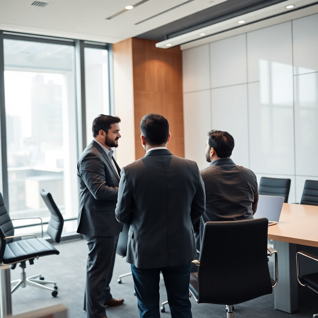Executives in a modern corporate boardroom meeting