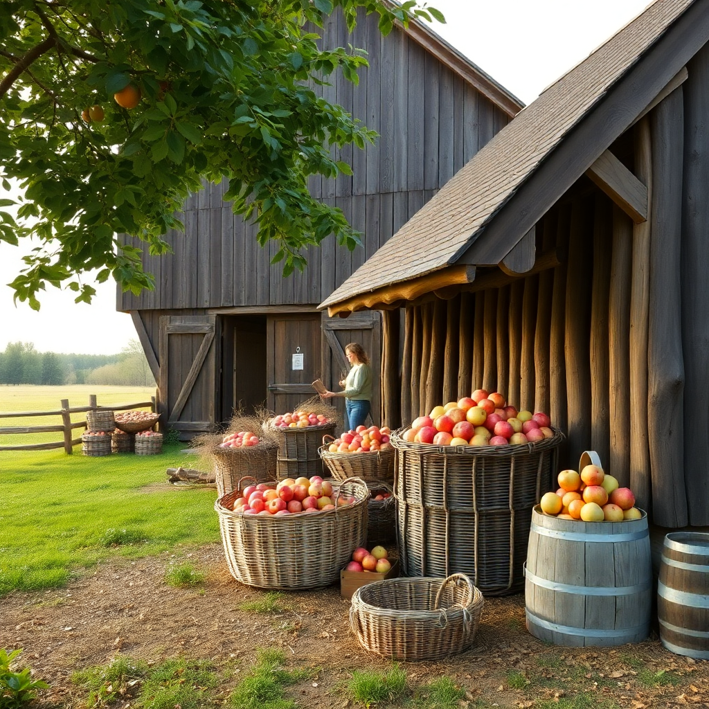 family farm barn rustic countryside apple harvest traditional farming