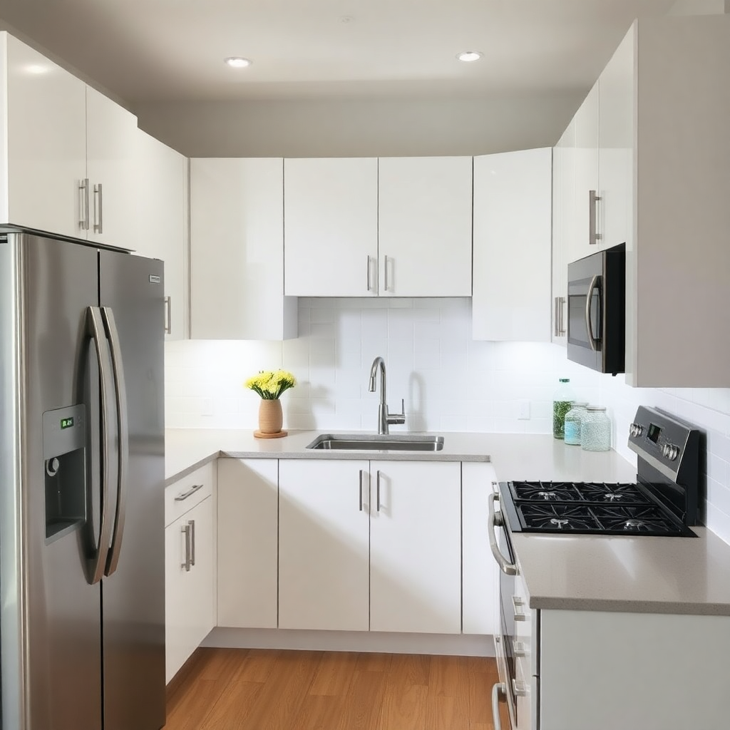 kitchen renovation project with modern cabinets and appliances