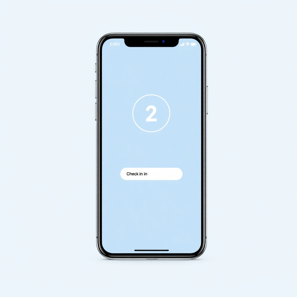Smartphone showing secure check-in interface