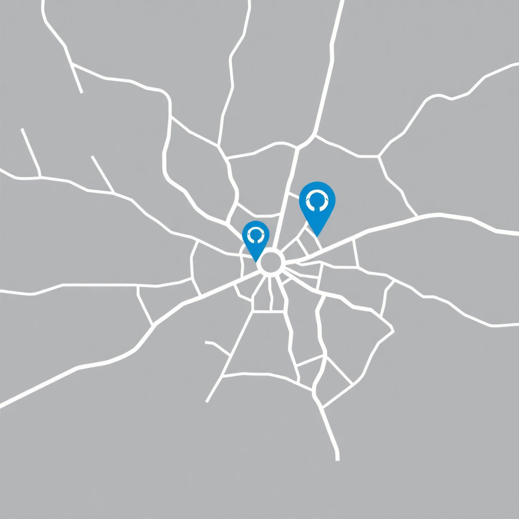Modern minimalist map of Paris showing a university campus location with a blue pin marker