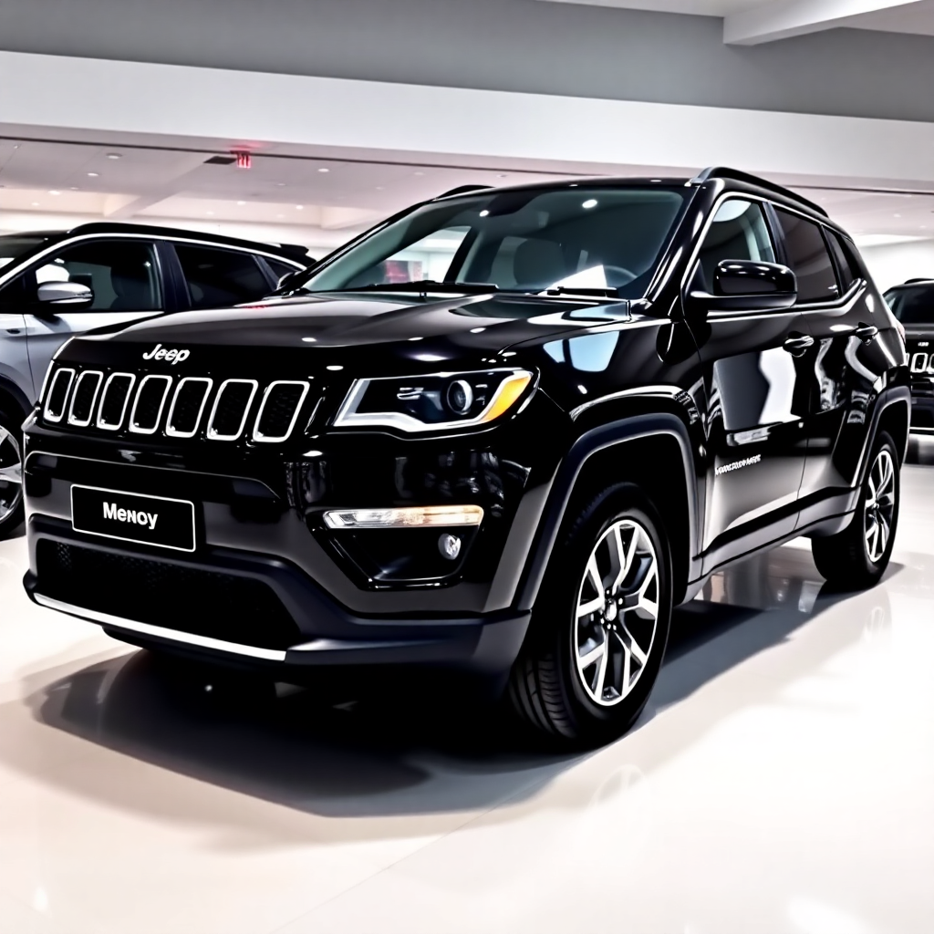 Jeep Compass SUV 2023 black, professional car photography, showroom quality