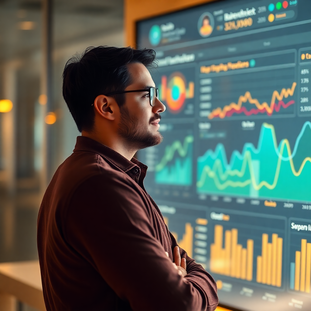 confident founder looking at a clean dashboard