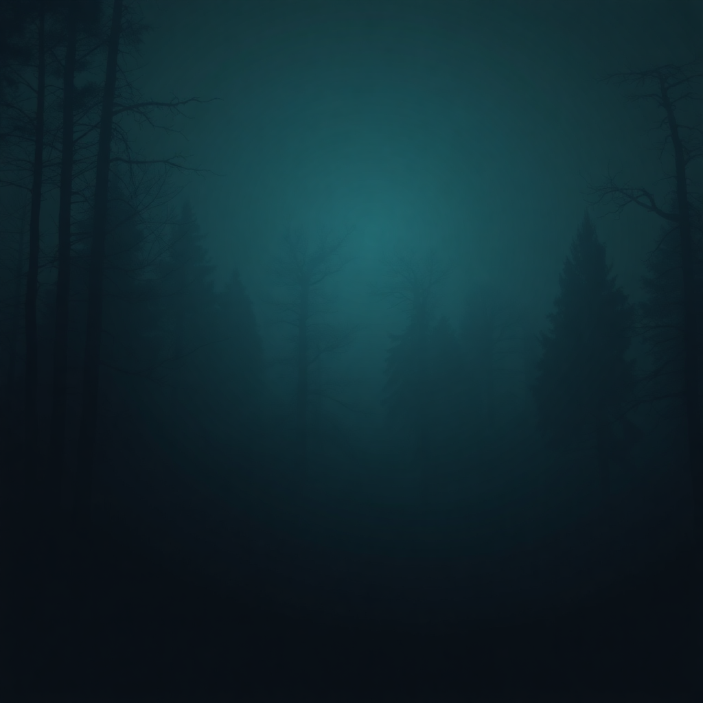 minimalist thriller movie poster, dark forest, foggy atmosphere