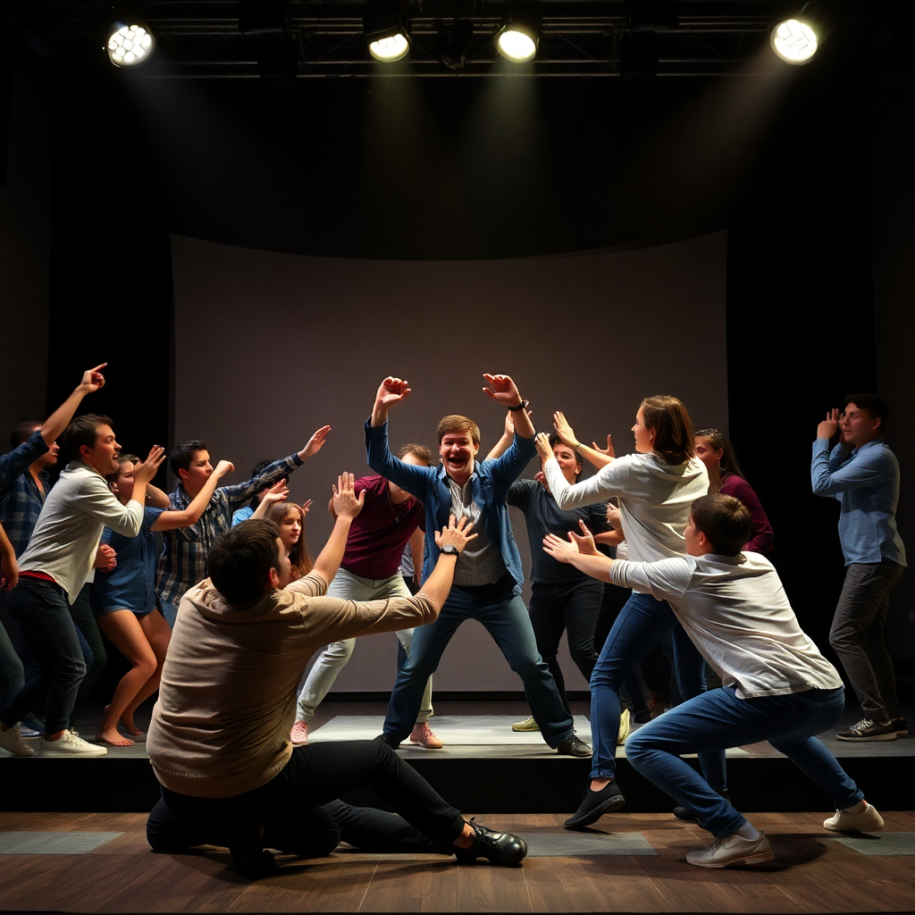 La pièce qui tourne mal, théâtre et jeu comique sur scène