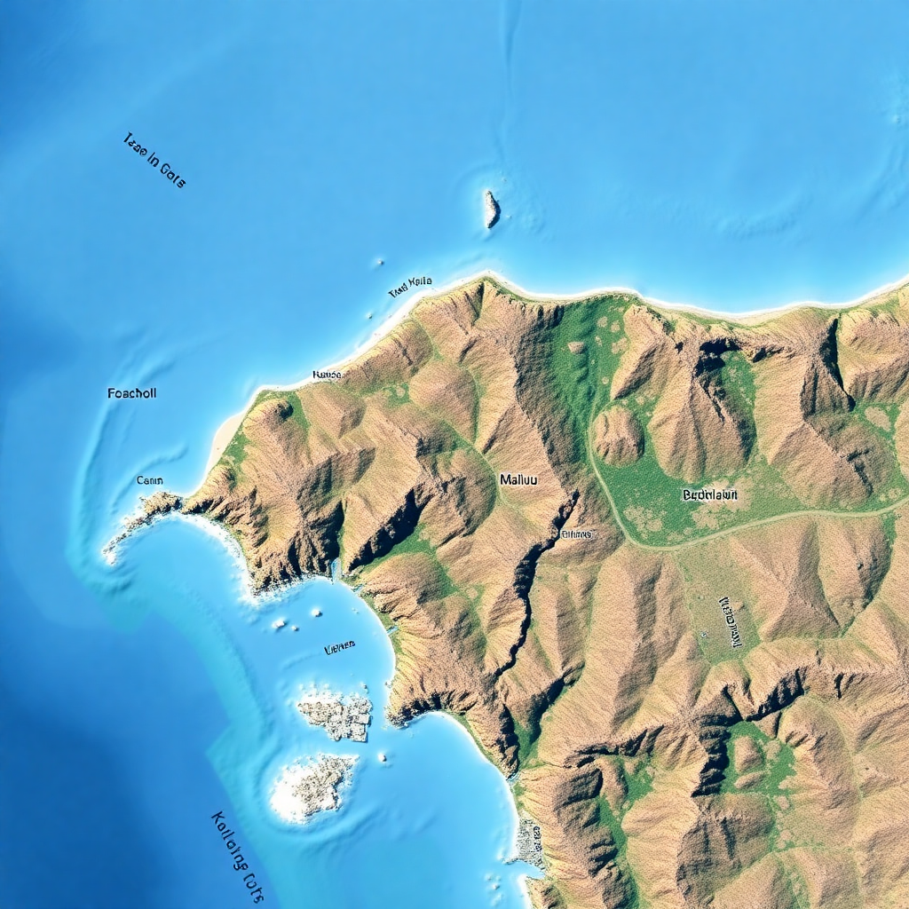 satellite map view of malibu coastline