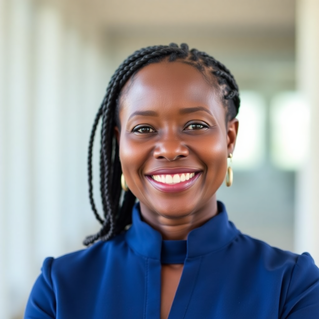 portrait of african woman middle aged smiling professional ghanaian mother
