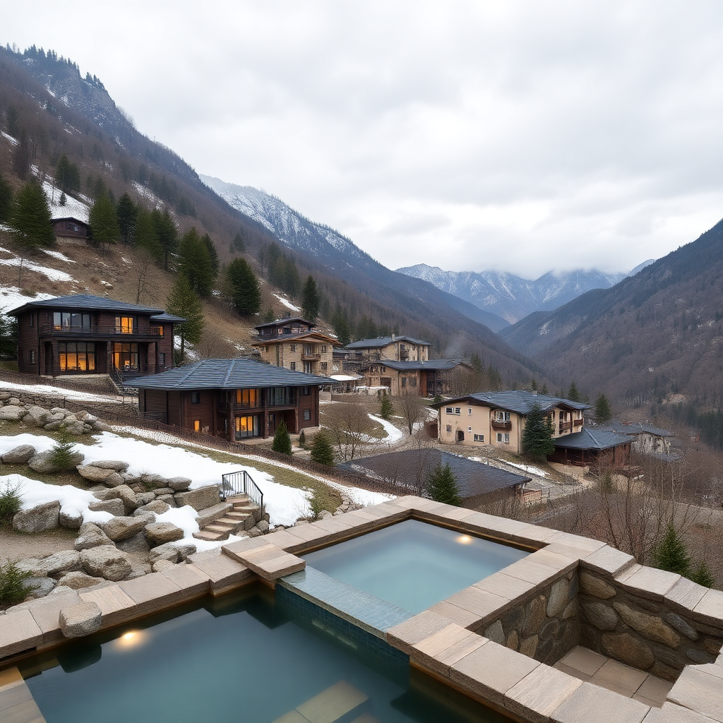 Escaldes-Engordany Andorra thermal spa Caldea luxury residential area mountain backdrop editorial photography