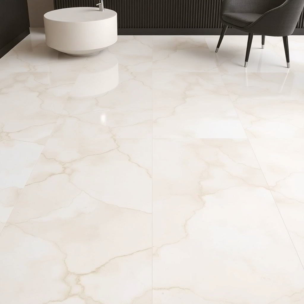modern beige marble vitrified floor tile with subtle veining pattern